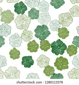 Dark Green, Yellow vector seamless doodle layout with flowers. Flowers in natural style on white background. Design for textile, fabric, wallpapers.