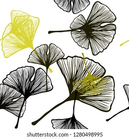 Dark Green, Yellow vector seamless elegant pattern with leaves. Colorful abstract illustration with leaves in doodle style. Template for business cards, websites.