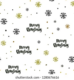 Dark Green, Yellow vector seamless texture with colored snowflakes. Shining colorful illustration with snow on abstract template. Design for textile, fabric, wallpapers.