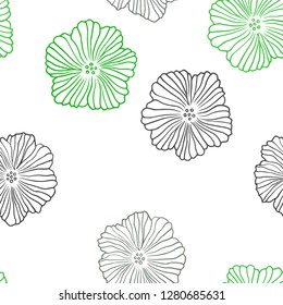 Dark Green, Yellow vector seamless elegant wallpaper with flowers. Flowers with gradient on white background. Template for business cards, websites.