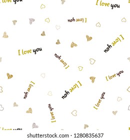 Dark Green, Yellow vector seamless background with hearts. Illustration with hearts in love concept for valentine's day. Pattern for carnival, festival romantic leaflets.