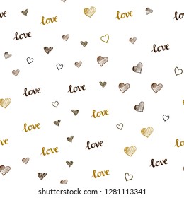 Dark Green, Yellow vector seamless backdrop with phrase LOVE YOU, hearts. Colorful gradient phrase LOVE YOU, hearts in abstract style. Design for wallpaper, fabric makers.