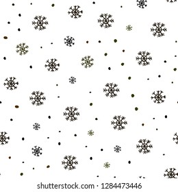 Dark Green, Yellow vector seamless pattern with christmas snowflakes. Colorful snowflakes with gradient on abstract background. Pattern for trendy fabric, wallpapers.