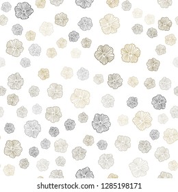 Dark Green, Yellow vector seamless abstract background with flowers. Doodle illustration of flowers in Origami style. Texture for window blinds, curtains.