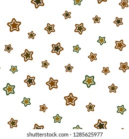 Dark Green, Yellow vector seamless layout with bright stars. Modern geometrical abstract illustration with stars. Design for textile, fabric, wallpapers.