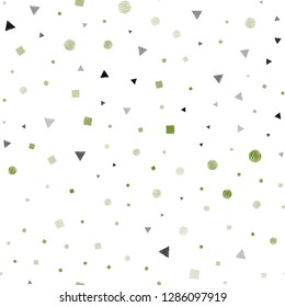 Dark Green, Yellow vector seamless backdrop with lines, circles, rhombus. Illustration with colorful circles, triangles, rectangles. Design for textile, fabric, wallpapers.