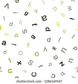 Dark Green, Yellow vector seamless template with isolated letters. Blurred design in simple style with signs of alphabet. Design for wallpaper, fabric makers.
