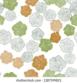Dark Green, Yellow vector seamless doodle texture with flowers. Doodle illustration of flowers in Origami style. Design for wallpaper, fabric makers.