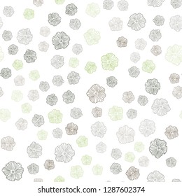 Dark Green, Yellow vector seamless doodle template with flowers. Sketchy doodle flowers on white background. Texture for window blinds, curtains.