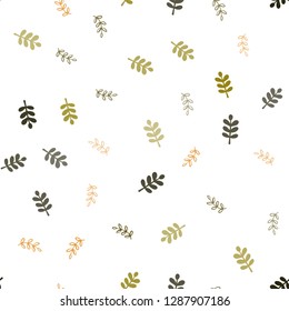 Dark Green, Yellow vector seamless doodle template with leaves. Decorative illustration with doodles on abstract template. Texture for window blinds, curtains.