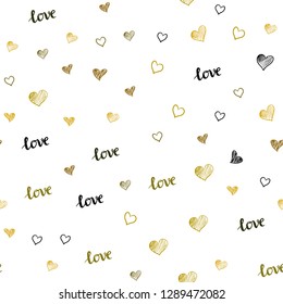 Dark Green, Yellow vector seamless backdrop with phrase LOVE YOU, hearts. Romantic illustration with colorful phrase LOVE YOU, hearts. Design for wallpaper, fabric makers.