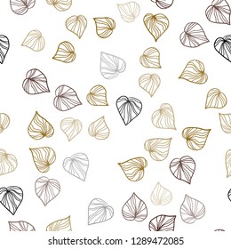 Dark Green, Yellow vector seamless elegant pattern with leaves. An elegant bright illustration with leaves in Natural style. Pattern for trendy fabric, wallpapers.