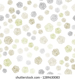 Dark Green, Yellow vector seamless abstract backdrop with flowers. Illustration with colorful abstract doodle flowers. Template for business cards, websites.