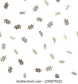 Dark Green, Yellow vector seamless elegant wallpaper with leaves. A vague abstract illustration with leaves in doodles style. Texture for window blinds, curtains.