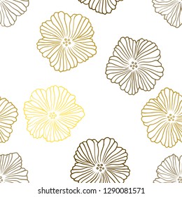 Dark Green, Yellow vector seamless natural background with flowers. An elegant bright illustration with flowers. Texture for window blinds, curtains.