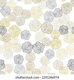 Dark Green, Yellow vector seamless natural artwork with flowers. An elegant bright illustration with flowers. Pattern for design of fabric, wallpapers.
