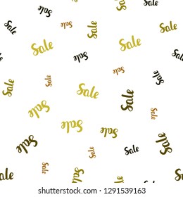 Dark Green, Yellow vector seamless pattern with sale signs. Gradient illustration with discount signs on white backdrop. Backdrop for super sales on Black Friday.