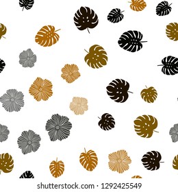 Dark Green, Yellow vector seamless elegant wallpaper with flowers, leaves. An elegant bright illustration with leaves and flowers. Pattern for trendy fabric, wallpapers.