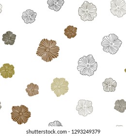 Dark Green, Yellow vector seamless natural backdrop with flowers. Modern abstract illustration with flowers. Pattern for trendy fabric, wallpapers.