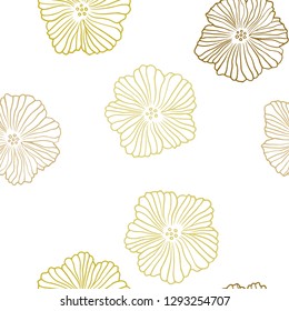 Dark Green, Yellow vector seamless doodle layout with flowers. Decorative design of flowers on white background. Design for wallpaper, fabric makers.
