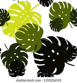 Dark Green, Yellow vector seamless elegant background with leaves. Creative illustration in blurred style with leaves. Template for business cards, websites.