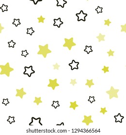 Dark Green, Yellow vector seamless template with sky stars. Modern geometrical abstract illustration with stars. Pattern for trendy fabric, wallpapers.