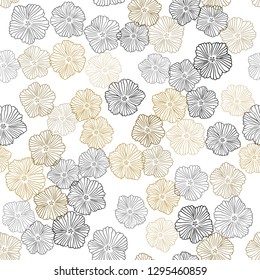 Dark Green, Yellow vector seamless doodle background with flowers. Abstract illustration with flowers in doodles style. Texture for window blinds, curtains.