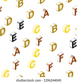 Dark Green, Yellow vector seamless texture with 3D ABC characters. Abstract illustration with 3D ABC symbols. Texture for window blinds, curtains.