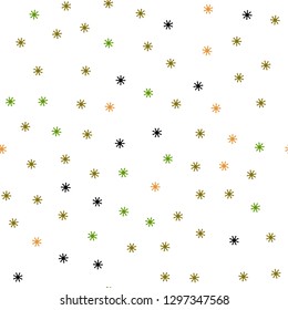 Dark Green, Yellow vector seamless layout with bright snowflakes. Shining colorful illustration with snow in christmas style. Design for wallpaper, fabric makers.
