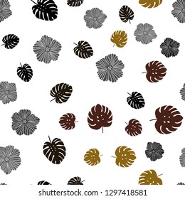 Dark Green, Yellow vector seamless doodle layout with flowers, leaves. Modern abstract illustration with leaves and flowers. Pattern for design of fabric, wallpapers.