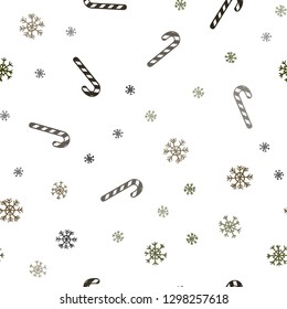 Dark Green, Yellow vector seamless texture with xmas sweets, candies.