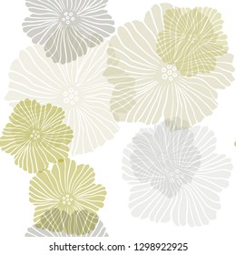 Dark Green, Yellow vector seamless natural background with flowers. Doodle illustration of flowers in Origami style. Texture for window blinds, curtains.