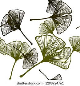 Dark Green, Yellow vector seamless doodle backdrop with leaves. Creative illustration in blurred style with leaves. Pattern for design of fabric, wallpapers.