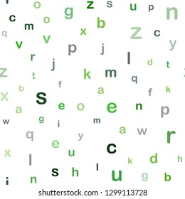 Dark Green, Yellow vector seamless pattern with ABC symbols. Colored alphabet signs with gradient on white background. Pattern for trendy fabric, wallpapers.