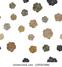 Dark Green, Yellow vector seamless doodle pattern with flowers. Creative illustration in blurred style with flowers. Design for textile, fabric, wallpapers.