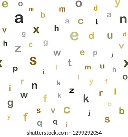 Dark Green, Yellow vector seamless layout with latin alphabet. Colored alphabet signs with gradient on white background. Pattern for design of fabric, wallpapers.