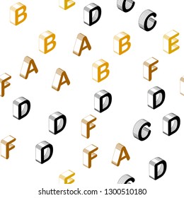 Dark Green, Yellow vector seamless pattern with 3D ABC symbols. Modern geometrical illustration with 3D ABC english symbols. Pattern for trendy fabric, wallpapers.