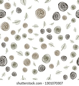 Dark Green, Yellow vector seamless doodle pattern with leaves and flowers. An elegant bright illustration with leaves and flowers. Pattern for design of fabric, wallpapers.