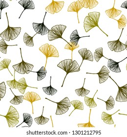 Dark Green, Yellow vector seamless abstract pattern with leaves. Brand new colored illustration in blurry style with leaves. Pattern for trendy fabric, wallpapers.