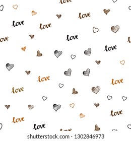 Dark Green, Yellow vector seamless cover with quote LOVE YOU, hearts. Colorful gradient phrase LOVE YOU, hearts in abstract style. Pattern for design of fabric, wallpapers.