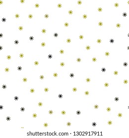 Dark Green, Yellow vector seamless background with xmas snowflakes. Colorful snowflakes with gradient on abstract background. Design for textile, fabric, wallpapers.