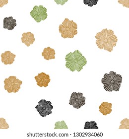 Dark Green, Yellow vector seamless elegant pattern with flowers. Creative illustration in blurred style with flowers. Template for business cards, websites.
