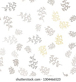 Dark Green, Yellow vector seamless doodle pattern with branches. Abstract illustration with leaves, branches in doodles style. Design for textile, fabric, wallpapers.