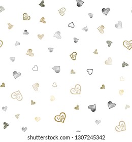 Dark Green, Yellow vector seamless cover with Shining hearts. Glitter abstract illustration with colorful hearts in romantic style. Beautiful design for your business advert of anniversary.