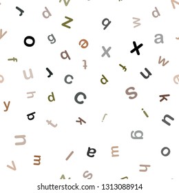 Dark Green, Yellow vector seamless background with signs of alphabet. Modern geometrical illustration with ABC english symbols. Pattern for design of fabric, wallpapers.
