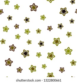 Dark Green, Yellow vector seamless texture with beautiful stars. Decorative shining illustration with stars on abstract template. Design for textile, fabric, wallpapers.