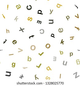 Dark Green, Yellow vector seamless pattern with ABC symbols. Blurred design in simple style with signs of alphabet. Pattern for design of fabric, wallpapers.