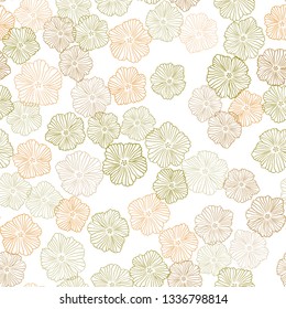 Dark Green, Yellow vector seamless doodle background with flowers. Abstract illustration with flowers in doodles style. Template for business cards, websites.