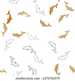 Dark Green, Yellow vector seamless template with dolphins. Modern abstract illustration with sea dolphins. Pattern for websites of animals.
