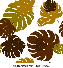 Dark Green, Yellow vector seamless abstract background with leaves. leaves on elegant natural pattern with gradient. Pattern for trendy fabric, wallpapers.